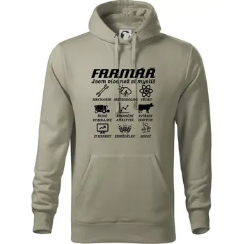 Pánská mikina Symboly Farmář - Mikina pánská Cape s kapucí - 5XL ( Light khaki )