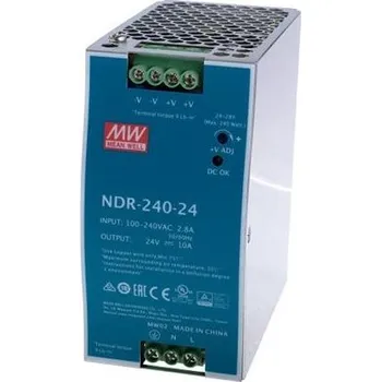 Prodlužovací kabel Zdroj Mean Well NDR-240-24 průmyslový, 24V, 10A, na DIN lištu
