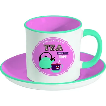 Easy Life Porcelánový hrnek s podšálkem Retro Break Tea Pink