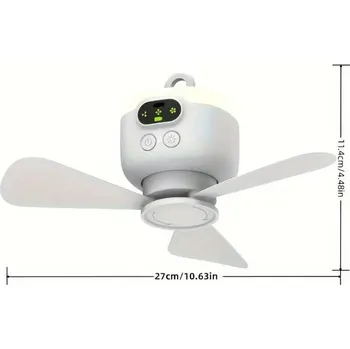 Příslušenství ke karavanu Ventilátor kempingový, přenosný s nočním světlem, bílý, závěsný