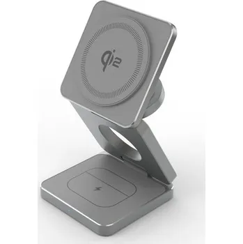 JP Bezdrátová skládací nabíječka Qi2 3v1 Aluminium 15W, šedá