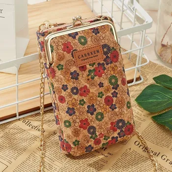 Kabelka Stylová koženková mini kabelka s korkovým motivem | malá taška, dámská kabelka - Květ