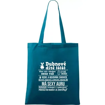 Narozeniny duben - Taška bavlněná - 42 x 38 cm ( Petrolejová )