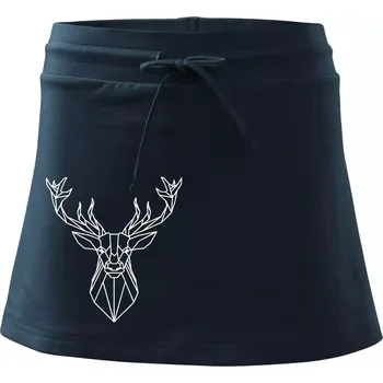 Dámská sukně Geometrie - Jelen velký - Sportovní sukně - two in one - XL ( Námořní modrá (velmi tmavá - téměř černá) )