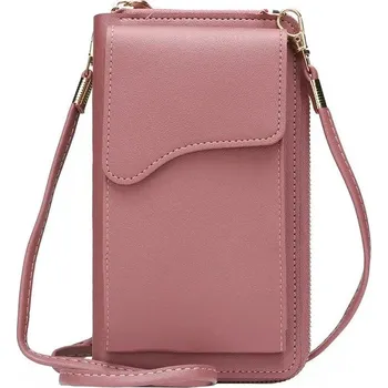 Kabelka Malá koženková crossbody taška s kapsou | crossbody kabelka, dámská kabelka - A-tmavě růžová