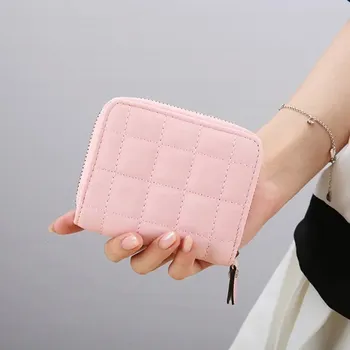 Peněženka Malá koženková peněženka na zip | dámská peněženka, mini peněženka - Růžový