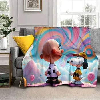 Dětská deka Snoopy kreslená měkká deka kawaii stylu | dětská přikrývka, flísová deka - 28 let , 100x150CM