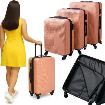 Sada 3 Cestovních kufrů skořepinové, 39/70/99 l, růžová, Trizand