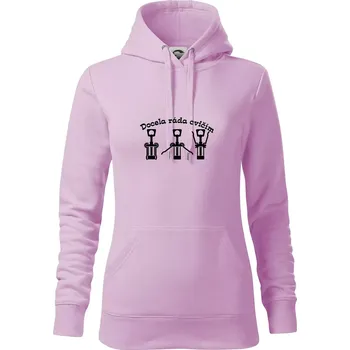 Dámská mikina Docela ráda cvičím - Mikina dámská Cape s kapucí - S ( Orchid )