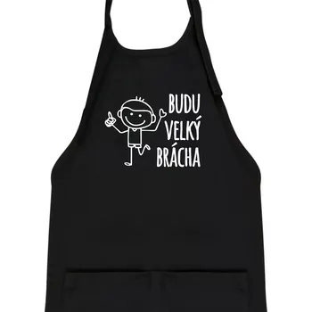 Kuchyňská zástěra Budu velký brácha - Dětská zástěra na vaření - Univerzální velikost ( Černá )