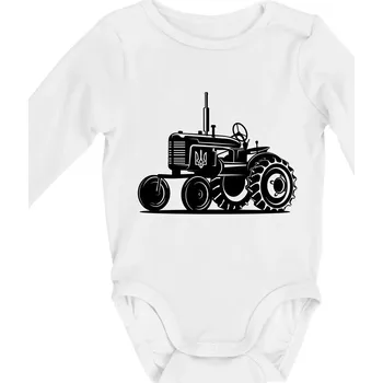 Kojenecký body Traktor Ukrajinské armády - Body kojenecké s dlouhým rukávem - Dlouhý r. do 3 měs ( Bílá )