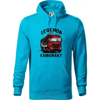 Pánská mikina Legenda mezi kamioňáky - Mikina pánská Cape s kapucí - M ( Světlý tyrkys )