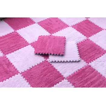 podložka na cvičení Dětská puzzle podložka | Bezpečná omyvatelná podložka 30x30 cm - Růžová-růžová červená- C-G , 20 KS