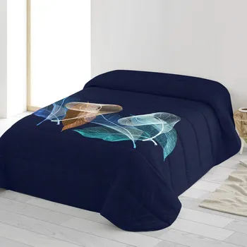 přikrývka Blancheporte Přikrývka z mikrovlákna s potiskem harmonie 200g/m2 modrá 140x200 cm