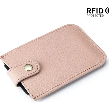 Kožený držák s rychlým přístupem RFID | peněženka pánská, peněženka dámská - Růžový