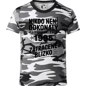 Chlapecké tričko Nikdo není dokonalý ale ti narození v roce 1995 jsou zatraceně blízko - Dětské maskáčové triko - 104-110cm / 3-4 roky ( Šedý maskáč )