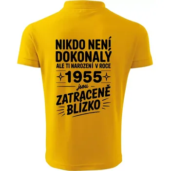 Pánská košile Nikdo není dokonalý ale ti narození v roce 1955 jsou zatraceně blízko - Polokošile pánská Pique Polo 203 - 3XL ( Žlutá )