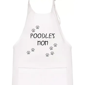 Kuchyňská zástěra Poodle`s mom Pudl) (Reflexní tlapky) - Dětská zástěra na vaření - Univerzální velikost ( Bílá )