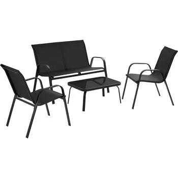 Zahradní sestava TecTake GmbH 406166 sedací souprava nora pro 4 osoby, textilní tkanina - černá