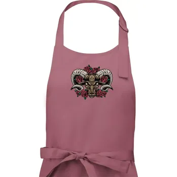 Kuchyňská zástěra Hlava berana s růžemi - Pánská zástěra na vaření - Univerzální velikost ( Starorůžová )