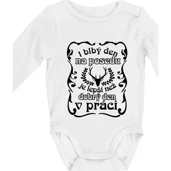 Blbý den na posedu - Body kojenecké s dlouhým rukávem - Dlouhý r. 3-6 měs ( Bílá )