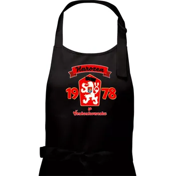 Kuchyňská zástěra Narozen v Československu - Přelepený znak 1978 - Pánská zástěra na vaření - Univerzální velikost ( Černá )