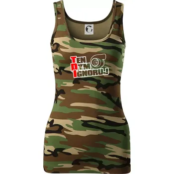 Dámské tričko Ten dým ignoruj - Dámské Maskáčové tílko - S ( Hnědý maskáč )