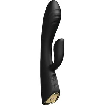 Vibrátor Dorcel Flexi Rabbit - vyhřívaný vibrátor s klitoriálním ramenem (černý)