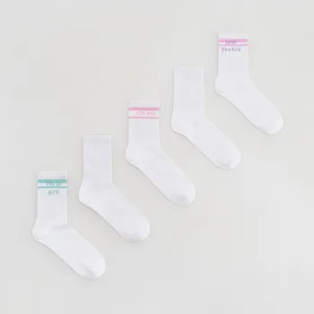 Dětská móda Reserved - Ponožky z bavlny 5 ks - bílá - 259GE-00X - 259GE-00X-K28