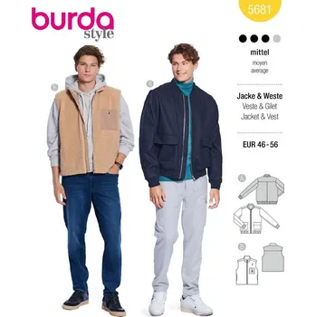 Střih Burda žlutý 5681 - pánská bunda bluzón na zip, vesta