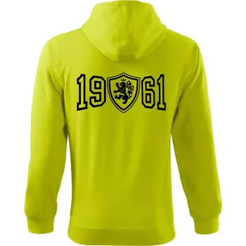Pánská mikina Narozeninový motiv - znak - 1961 - Mikina s kapucí na zip trendy zipper - XL ( Limetková )