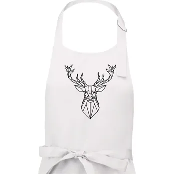 Kuchyňská zástěra Geometrie - Jelen velký - Dámská zástěra na vaření - Univerzální velikost ( Bílá )