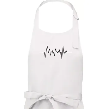 Kuchyňská zástěra Ekg samostatné - Dámská zástěra na vaření - Univerzální velikost ( Bílá )