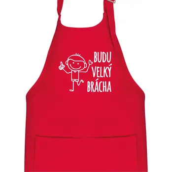 Kuchyňská zástěra Budu velký brácha - Dětská zástěra na vaření - Univerzální velikost ( Červená )