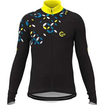 Pánské tričko C-LAB Zateplený cyklistický dres s dlouhým rukávem L ČERNÁ|ŽLUTÁ