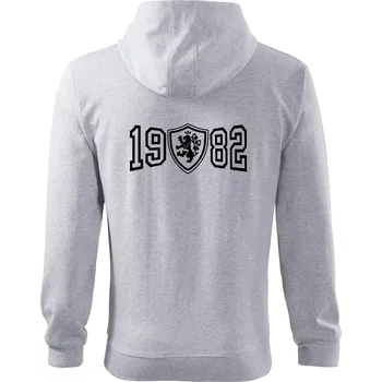 Pánská mikina Narozeninový motiv - znak - 1982 - Mikina s kapucí na zip trendy zipper - M ( Světlešedý Melír )