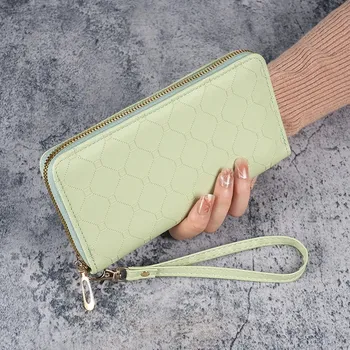 Peněženka Dlouhá stylová peněženka na zip | dámská peněženka, multifunkční taška - Zelený