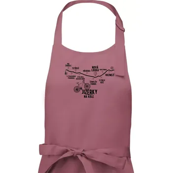 Kuchyňská zástěra Jizerky na kole - horské kolo - Dámská zástěra na vaření - Univerzální velikost ( Starorůžová )