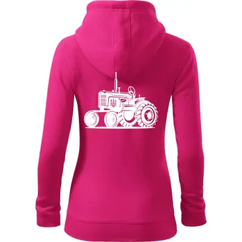 Dámská mikina Traktor Ukrajinské armády - Dámská mikina trendy zipper s kapucí - XL ( Purpurová )