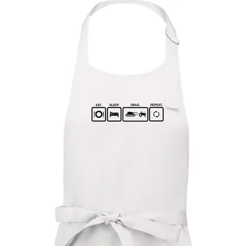 Kuchyňská zástěra Eat sleep drag repeat - Dámská zástěra na vaření - Univerzální velikost ( Bílá )