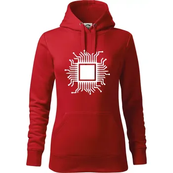 Dámská mikina Procesor - Mikina dámská Cape s kapucí - S ( Červená )