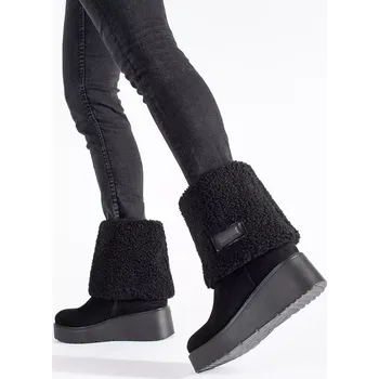 Dámská zimní obuv Moderní černé kotníčkové boty dámské na klínku 40