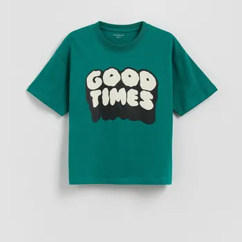 Reserved - Bavlněné tričko s potiskem - zelená - 098FH-77X - 098FH-77X-170