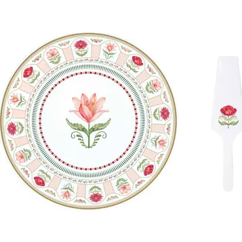 Talíř Easy Life Dortový talíř s dortovou lžící Flowery