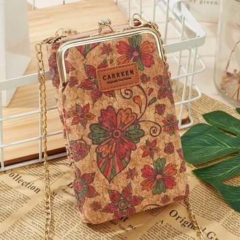 Kabelka Stylová koženková mini kabelka s korkovým motivem | malá taška, dámská kabelka - 212