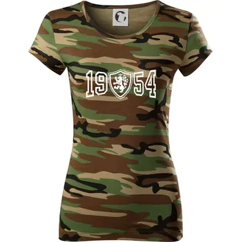 Dámské tričko Narozeninový motiv - znak - 1954 - Dámské maskáčové triko - L ( Hnědý maskáč )