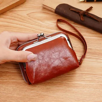 Peněženka Dámská peněženka se sponou | dámská peněženka, kožená peněženka - Světle hnědá