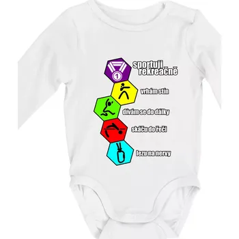 Kojenecký body Sportuji rekreačně - Body kojenecké s dlouhým rukávem - Dlouhý r. do 3 měs ( Bílá )