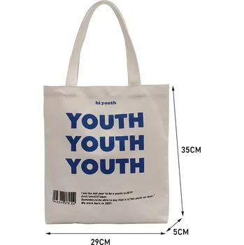 Nákupní taška Plátěná taška s potiskem písmen | nákupní taška, dámská taška - S