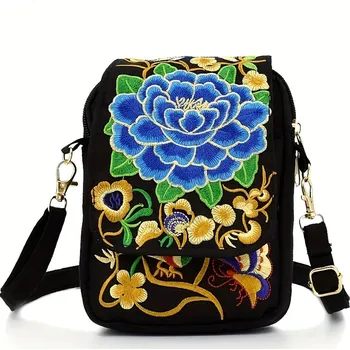 Outdoorové zavazadlo Vyšívaná etno mini ledvinka s peněženkou | ledvinka, peněženka - Modrý